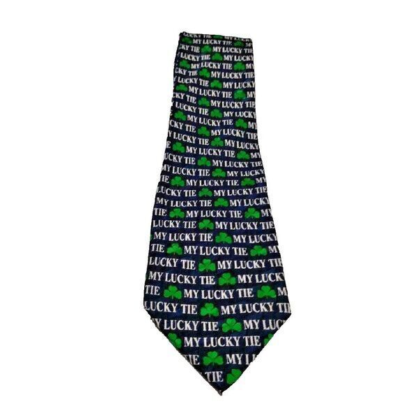 My Lucky Tie Men's Holiday Irish Shamrock Blue/Green Suit Necktie Hand Made Silk - Picture 1 of 4